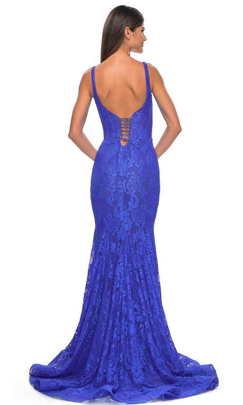 La Femme 32420 Floral Lace Scoop Neck Prom Gown