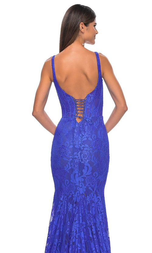 La Femme 32420 Floral Lace Scoop Neck Prom Gown