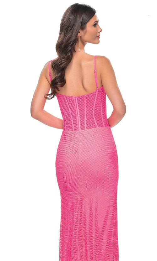 La Femme 32426 Illusion Deep V-Neck Boned Bodice Prom Gown