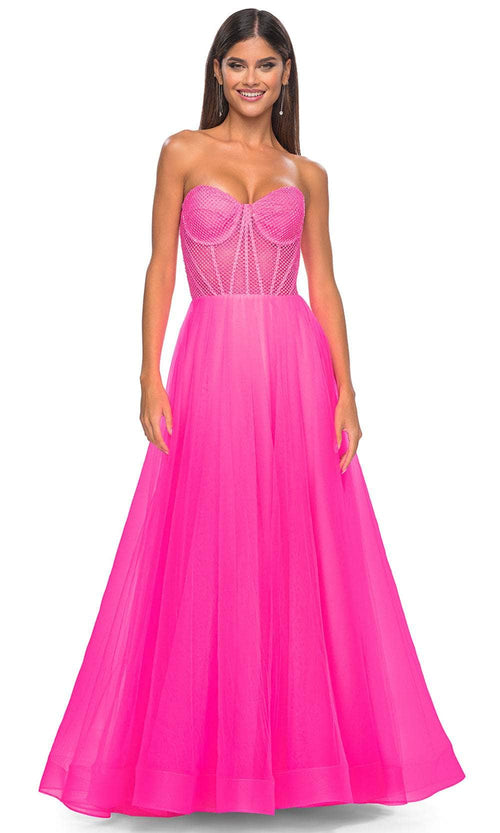 La Femme 32445 Strapless Net Bodice Prom Dress