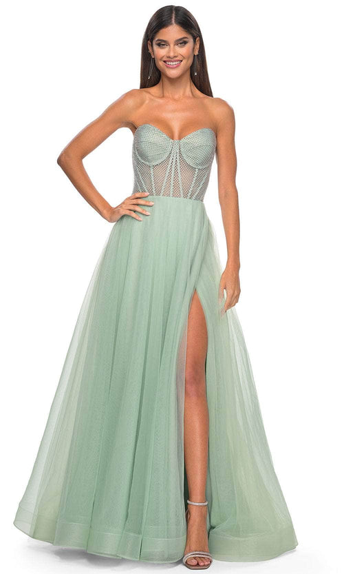 La Femme 32445 Strapless Net Bodice Prom Dress