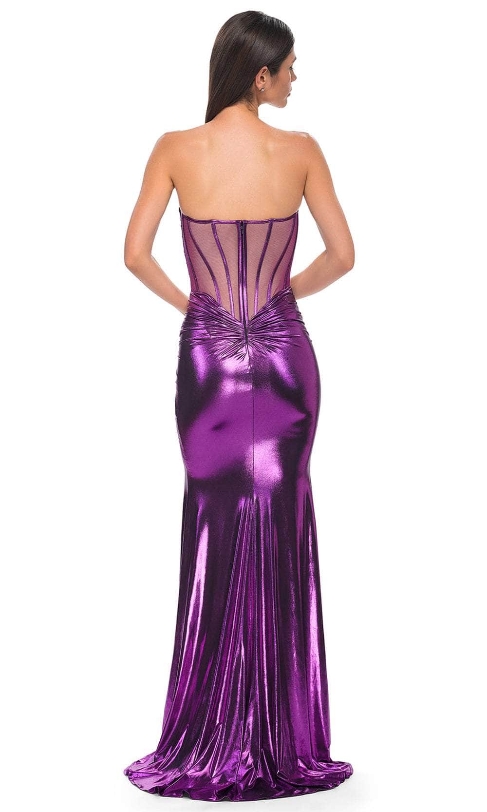 La Femme 32806 Sweetheart Neckline Metallic Jersey Prom Gown