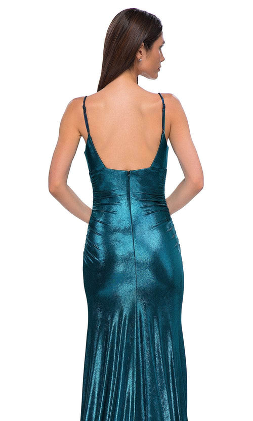 La Femme 32812 Sleeveless Ruched V-Neck Prom Gown