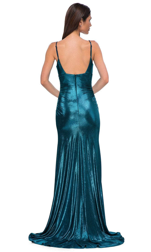 La Femme 32812 Sleeveless Ruched V-Neck Prom Gown