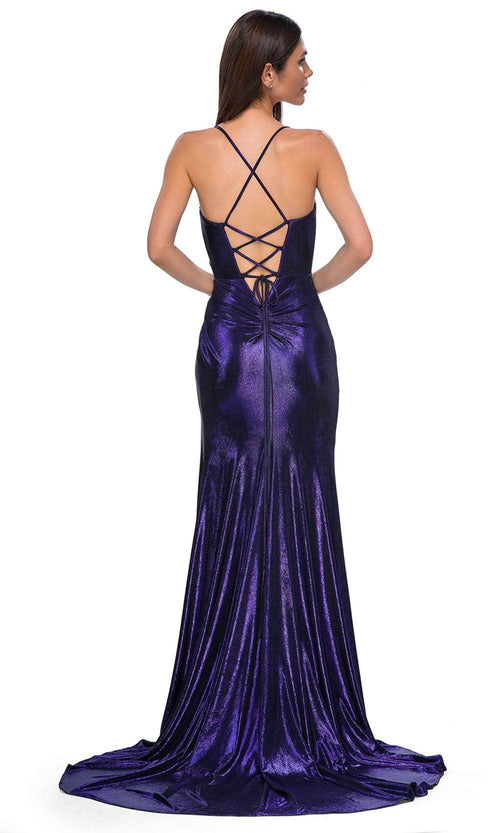La Femme 32884 Sleeveless Metallic Jersey Prom Gown