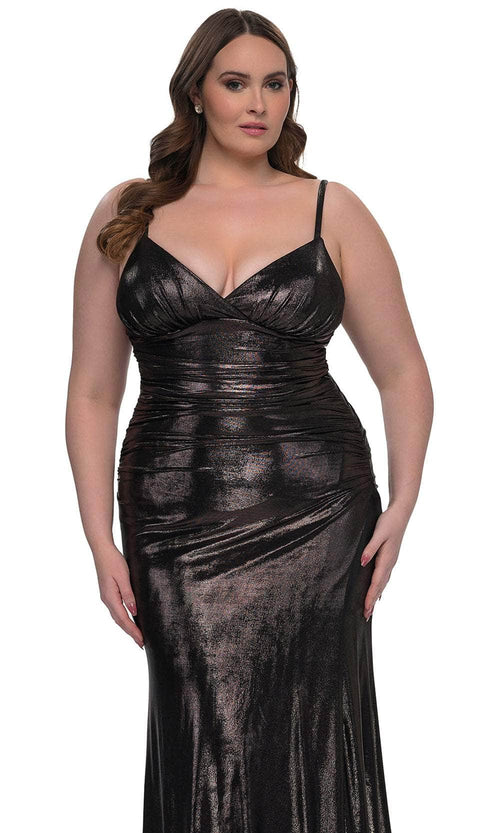 La Femme 33020 Metallic Jersey Evening Gown