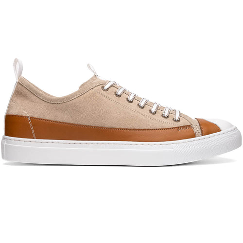 Zelli Lando Sueded Goatskin Sneakers in Taupe | Made in Italy