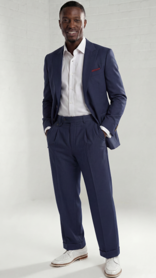 Mens Wide Leg Pants Classic Fit Pleated Pants in Color "Navy" 20.5 inch bottom Pants come lined to the knee. – SuitUSA