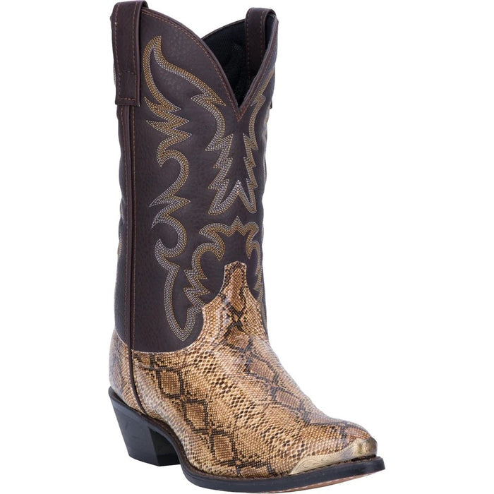 Laredo Men's Monty Snake Print Leather J-Toe Boots - Tan – SuitUSA