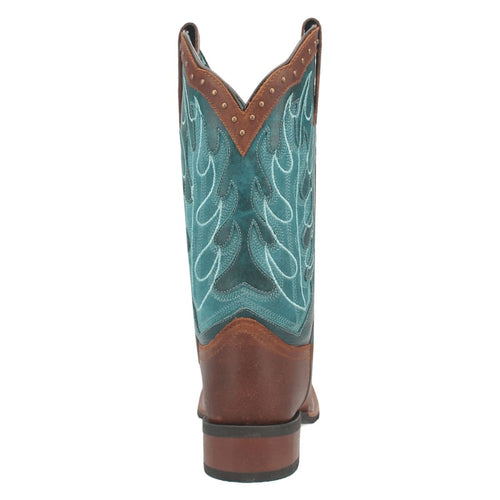 Laredo Women's Faye Broad Square Toe Leather Boots - Brown / Turquoise 3116 by Laredo Boots