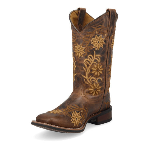 Laredo Women's Secret Garden Broad Square Toe Leather Boots - Brown 5822