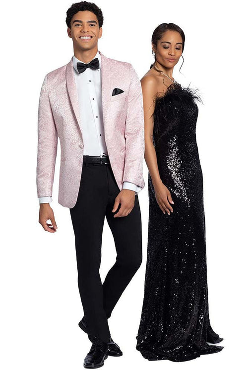 Aries Quartz Paisley Shawl Tuxedo Jacket (Separates) Pink Prom Tuxedo