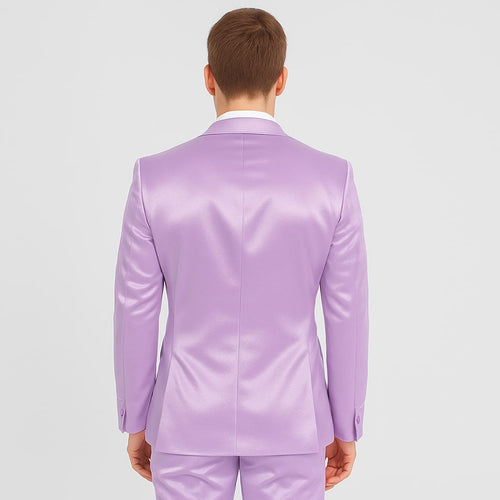 Lavender Satin Tuxedo Set - 4-Piece Statement for Weddings & Proms by Tazzio