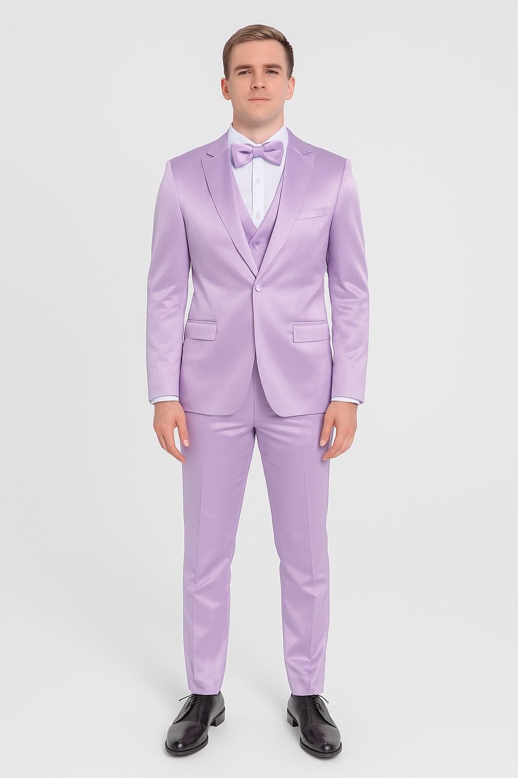 Lavender Satin Tuxedo Set - 4-Piece Statement for Weddings & Proms by Tazzio