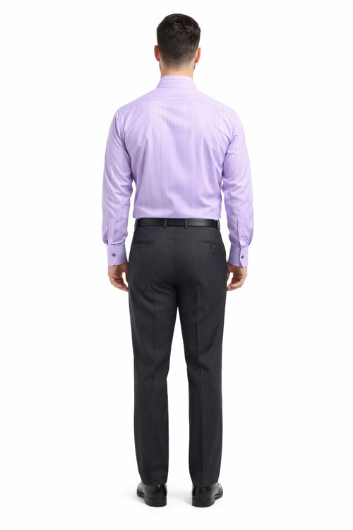 Daniel Ellissa Men's Lavender Tonal Stripe Dress Shirt, Tie & Hanky Set