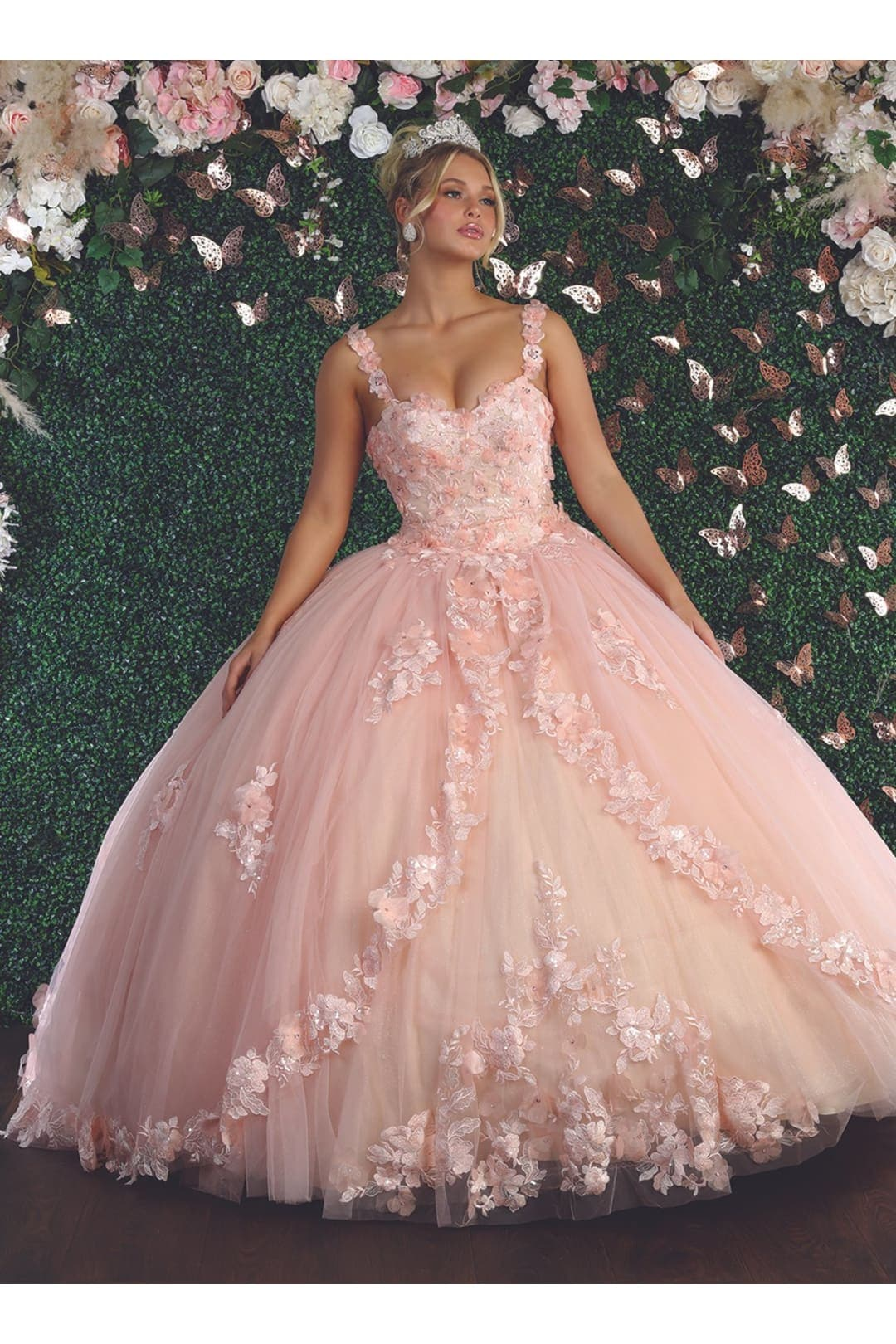 Floral Ball Quinceanera Gown - BLUSH/NUDE / 4 – SuitUSA