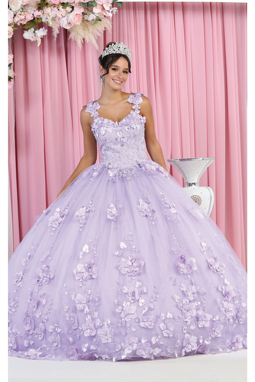 Layla K LK157 Sleeveless Floral Embroidered QuinceaƱera Ball Gown - LILAC / 4 - Dress