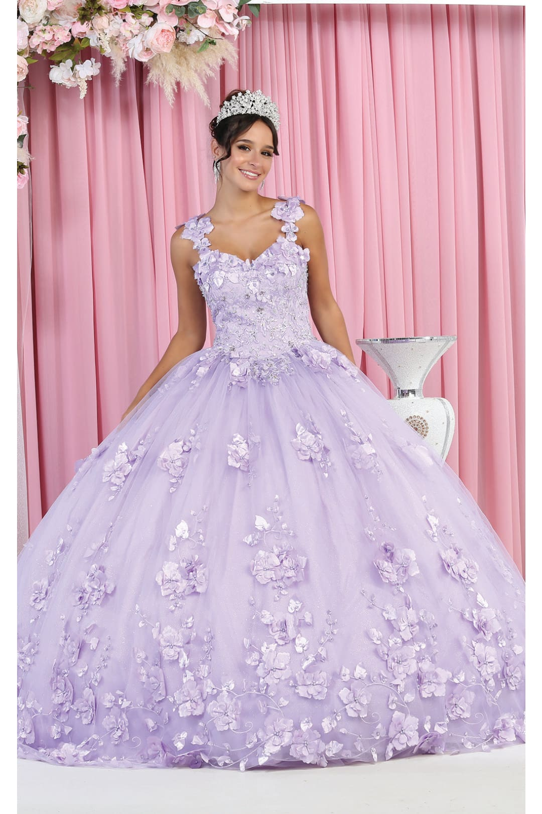 Layla K LK157 Sleeveless Floral Embroidered Quinceañera Ball Gown - LILAC / 4 - Dress – SuitUSA