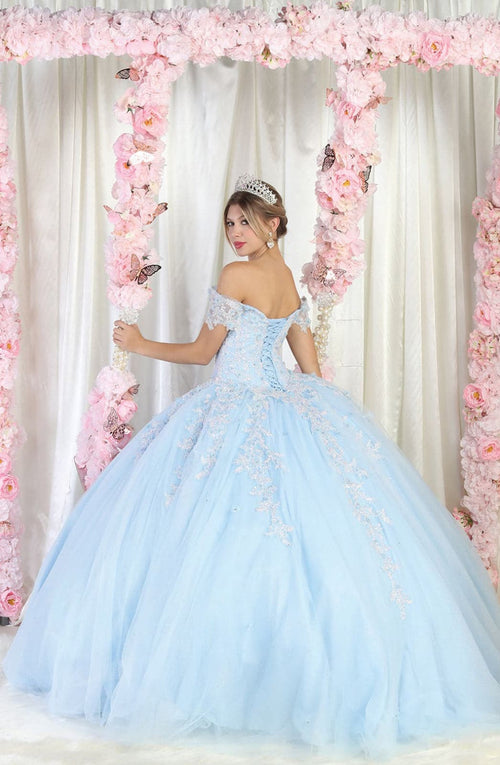 Layla K LK187 Off Shoulder Ball Gown - BABY BLUE / 2