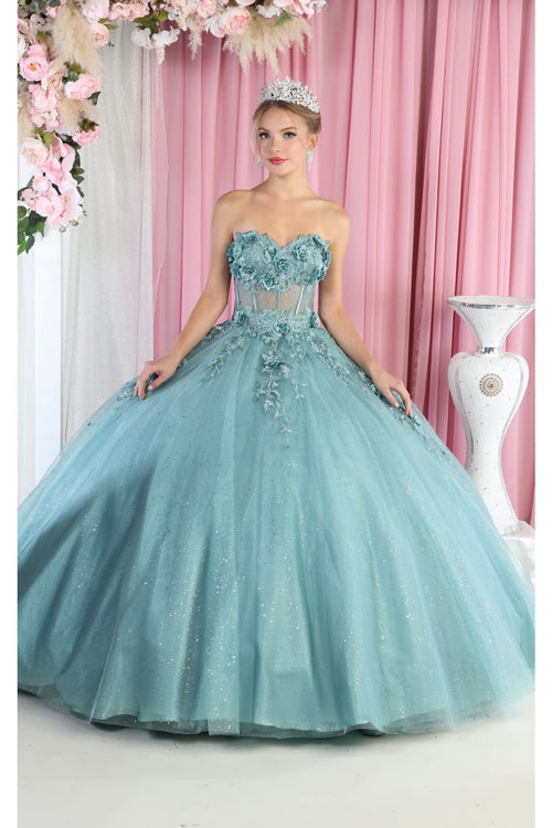 Sleeveless QuinceaƱera Ball Gown - Sage / 4