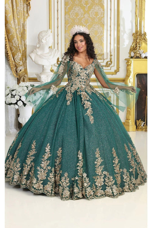 Layla K LK221 Cape Sleeves Corset Embroidered QuinceaƱera Ball Gown