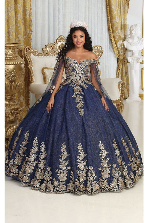 Layla K LK221 Cape Sleeves Corset Embroidered QuinceaƱera Ball Gown