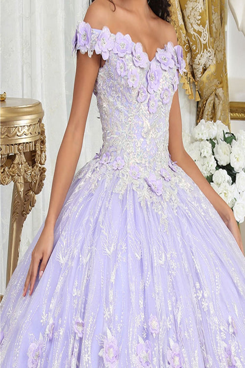 Layla K LK225 Off-Shoulder Beaded Floral Ball Gown - Dress