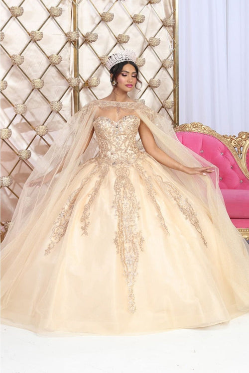 Layla K LK230 Sweetheart Glitter Tulle Quinceanera Long Gown - Dress