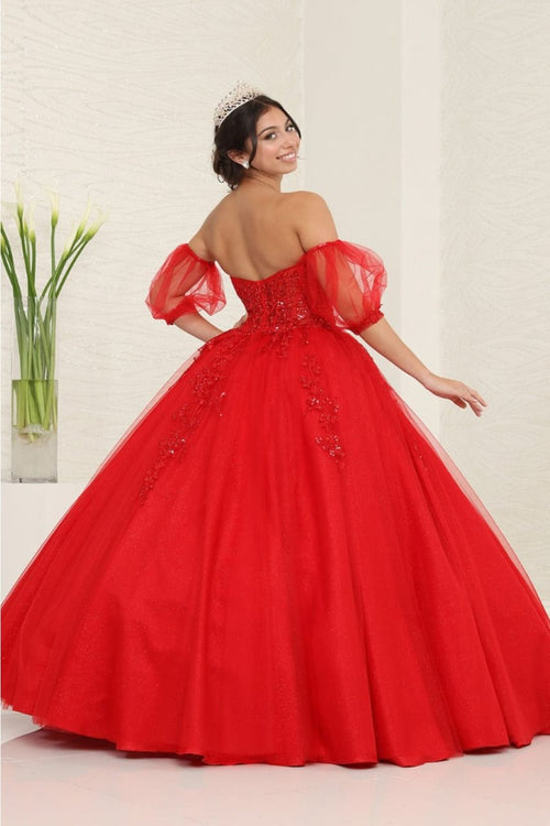 Layla K LK237 Sweetheart Floral Lace Glitter Princess Ball Gown - Dress