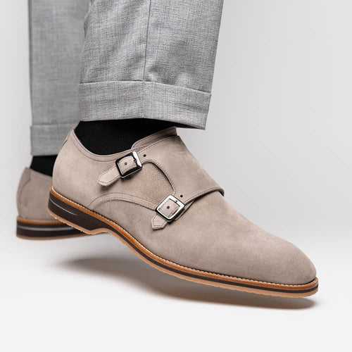 Zelli Legerra Double Monkstrap in Sand Suede Goatskin