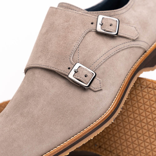 Zelli Legerra Double Monkstrap in Sand Suede Goatskin