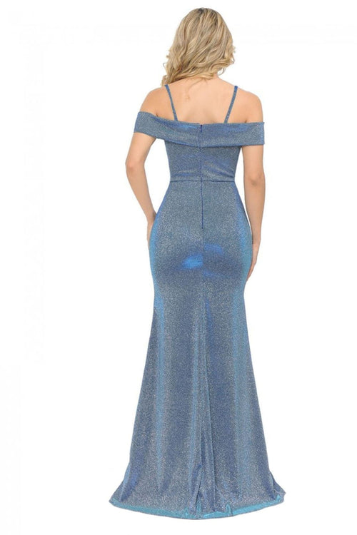 Lenovia 5213 Cold Shoulder Metallic Slit Long Red Carpet Evening Dress-New Collection