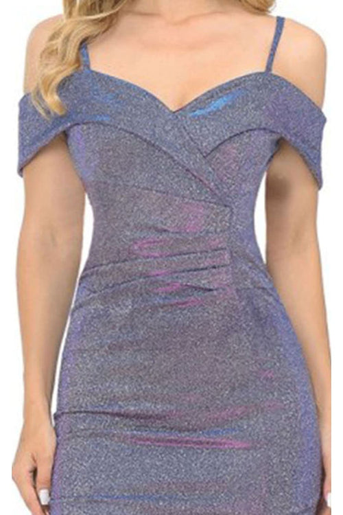 Lenovia 5213 Cold Shoulder Metallic Slit Long Red Carpet Evening Dress-New Collection