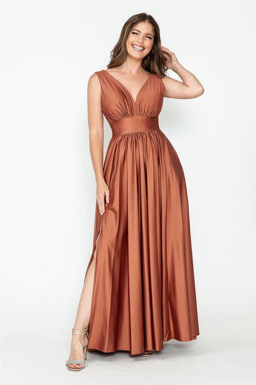Lenovia 5232 Sleeveless Flared Simple Side Pocket Bridesmaids Dress