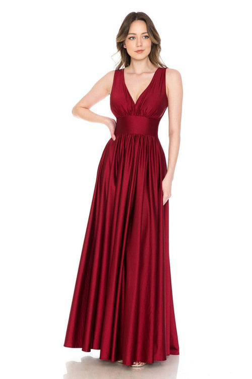 Lenovia 5232 Sleeveless Flared Simple Side Pocket Bridesmaids Dress