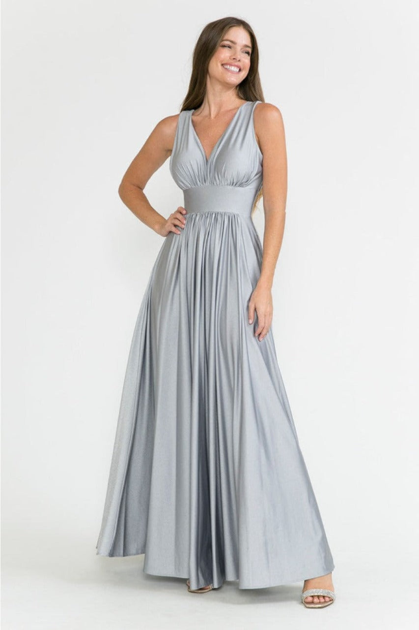 Lenovia 5232 Sleeveless Flared Simple Side Pocket Bridesmaids Dress