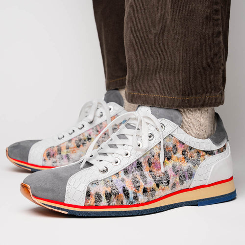 Zelli Leo Sueded Italian Goatskin Sneakers Grey Multi (66-250-GRY)