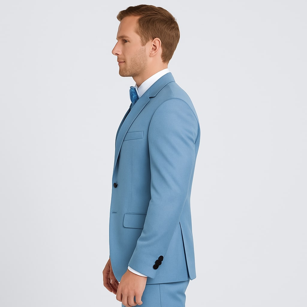 Light Blue Satin Tuxedo Set – 4-Piece Formal Look for Weddings & Proms