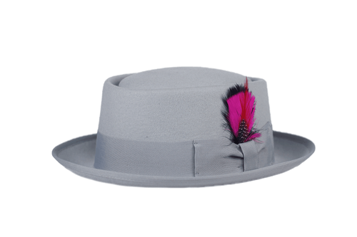 Light Grey Wool Pork Pie Hat - Ferrecci USA