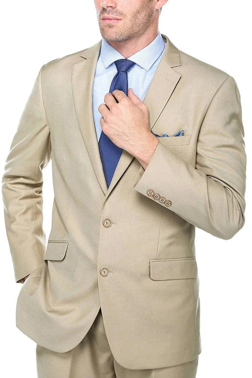 "Light Khaki Slim-Fit 2-Button Suit - Renoir" - Elegant Mensattire