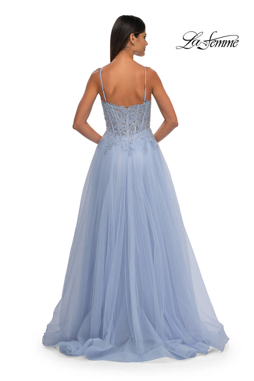 La Femme 32646 Lace Applique Sleeveless Prom Gown