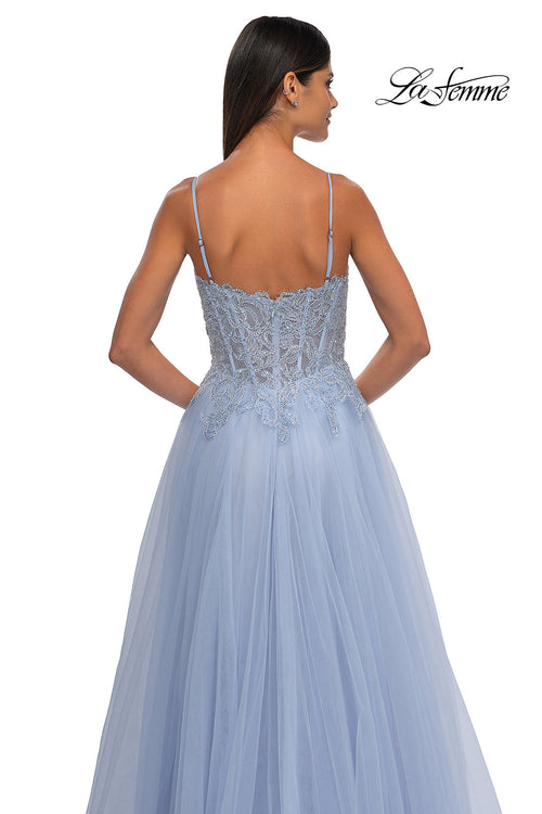 La Femme 32646 Lace Applique Sleeveless Prom Gown