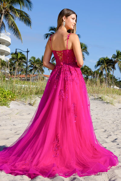 Long Evening Dress Scoop Neck Embroidered Gown By Amelia Couture 4044