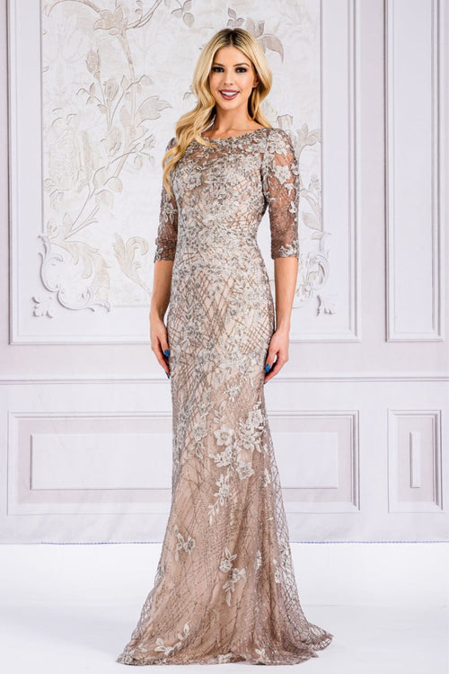 Mother Of The Bride Dress Boat Neck Sheath Gown By Amelia Couture 7045-New Collection