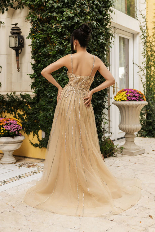 Long Evening Dress V-Neck Sequin A-Line Gown By Royal Queen RQ8143