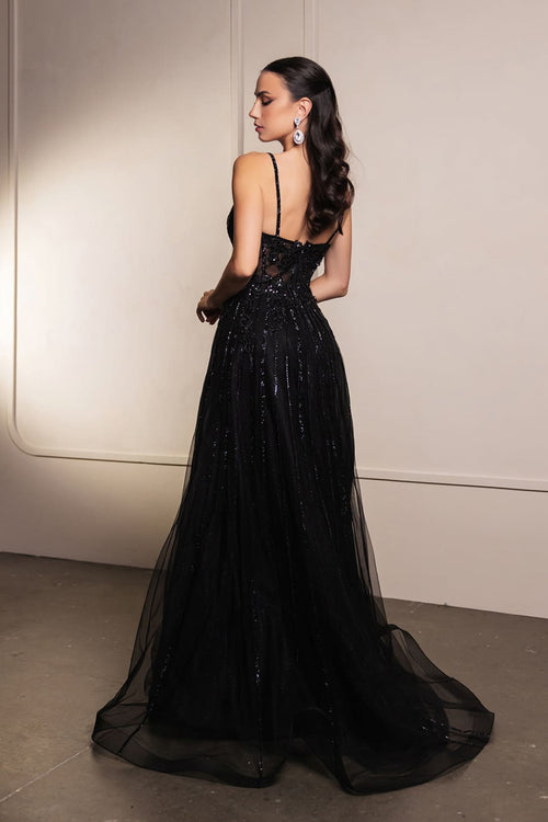 Long Evening Dress V-Neck Sequin A-Line Gown By Royal Queen RQ8143