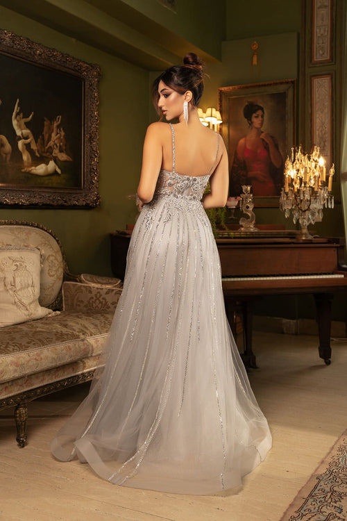 Long Evening Dress V-Neck Sequin A-Line Gown By Royal Queen RQ8143