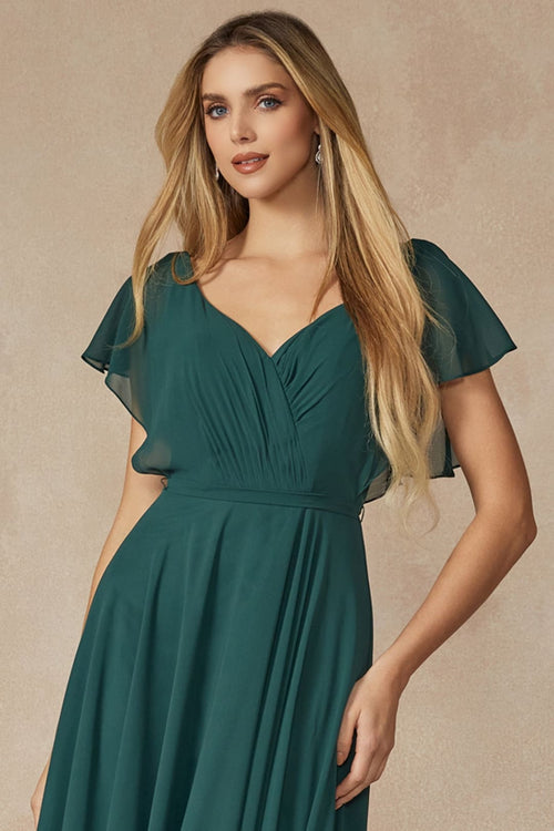 Long Flutter Sleeve Chiffon Gown by Juliet 261