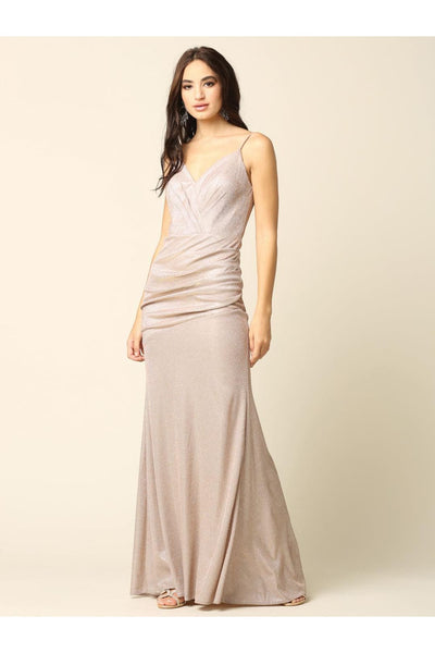 Eva USA 3358 Long Formal Spaghetti Strap Glitter Prom Dress