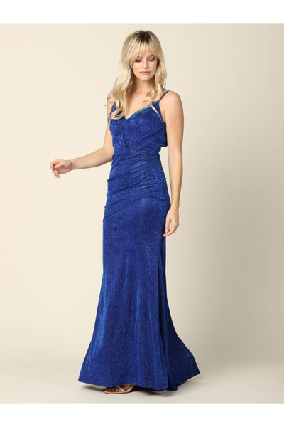 Eva USA 3358 Long Formal Spaghetti Strap Glitter Prom Dress